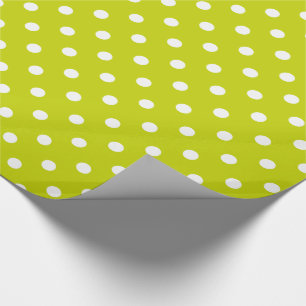 White Polka Dots on Lime Green Cadeaupapier
