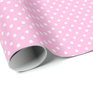 White Polka Dots on Pink Cadeaupapier