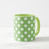 White Polka Dots on Pistachio Green Mok (Voorkant rechts)