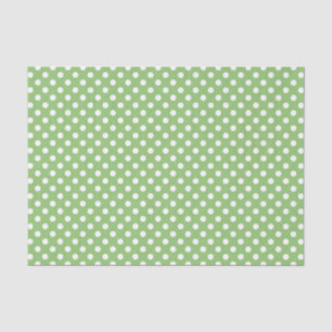 White Polka Dots on Pistachio Green Tissuepapier