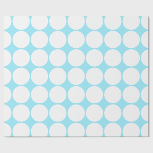 White Polka Dots on Summer Sky Blue Cadeaupapier (Vlak)