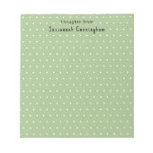 White Polka Dots Pattern on Pastel Green Custom Notitieblok (Voorkant)