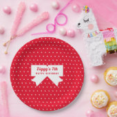 White Polka Dots Red Paper Bord (Feest)