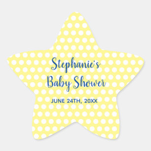 White Polka Dots Yellow Blue Boy Baby shower Ster Sticker