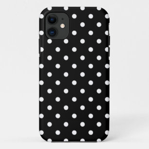 White polka stipmedium op zwart iPhone 11 hoesje