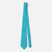 White Polkadot Pattern Custom Aqua-Blue Background Stropdas (Voorkant)