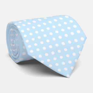 White Polkadot Pattern Custom Baby Blue Background Stropdas