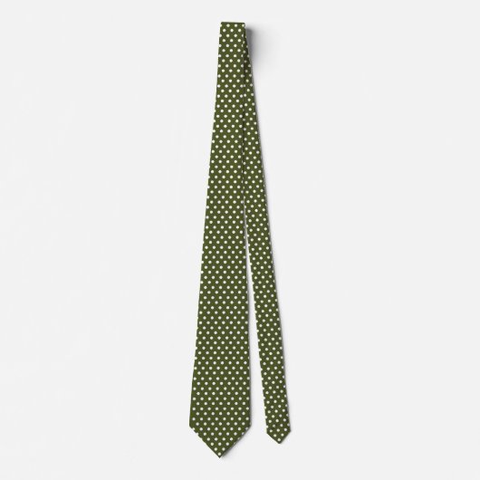 White Polkadots Army Green Stropdas Cheap & Elegan (Voorkant)