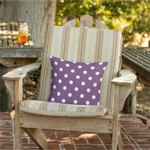 White Polkadots Pattern Amethyst Violet Paars Buitenkussen
