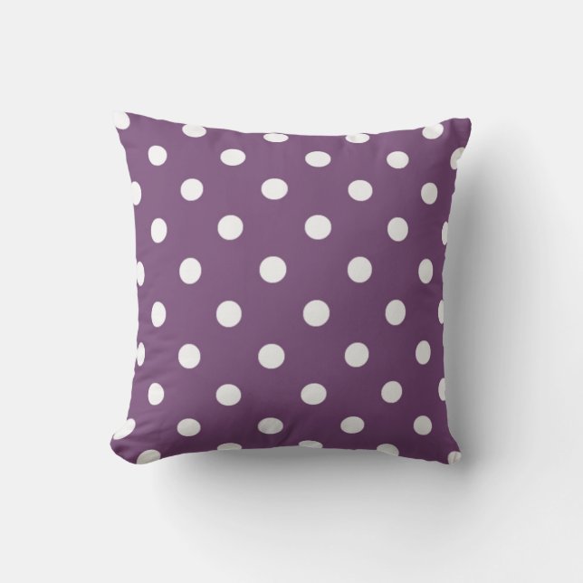 White Polkadots Pattern Amethyst Violet Paars Buitenkussen (Voorkant)