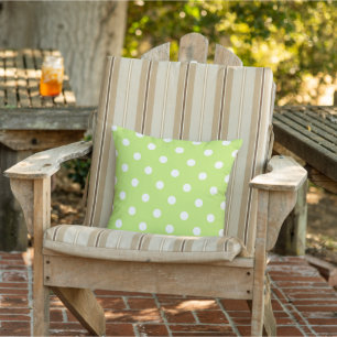 White Polkadots Pattern on Lime Green Buitenkussen