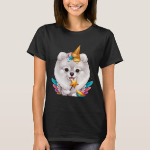 White Pomeranian Ice Cream Unicorn T-shirt