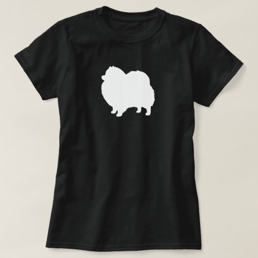 White Pomeranian Silhouette T-shirt (Design voorkant)