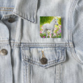 White Pony Unicorn Vierkante Button 5,1 Cm (In situ)