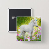 White Pony Unicorn Vierkante Button 5,1 Cm (Voorkant /achterkant)