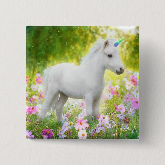 White Pony Unicorn Vierkante Button 5,1 Cm (Voorkant)