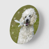 White Poodle Clock Ronde Klok (Hoek)