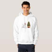 White Poodle Funny-kersthond met boom Hoodie (Voorkant volledig)