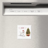 White Poodle Funny-kersthond met boom Magneet (Insitu (Vaatwasser))