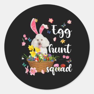 White Poodle Happy Paasdag paaskleurige eitjes Ronde Sticker