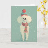 White Poodle Holiday Greeting Kaart (Gele Bloem)
