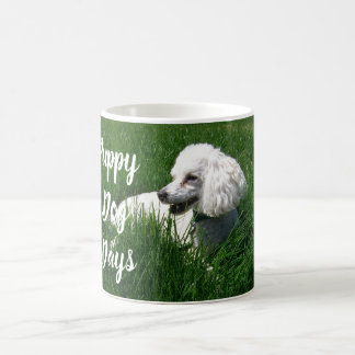 White Poodle in Green Grass Puppy Dog Days Mok