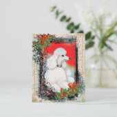 White Poodle-kerstkaart  Feestdagenkaart (Staand voorkant)