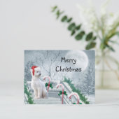 White Poodle Kerstmis Briefkaart (Staand voorkant)