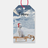 White Poodle Kerstmis Cadeaulabel (Achterkant)