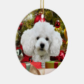 White Poodle Kerstmis Keramisch Ornament (Rechts)