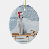 White Poodle Kerstmis Keramisch Ornament (Rechts)