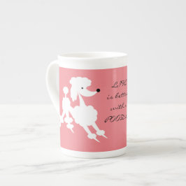 White Poodle on Salmon background Porselein Kop