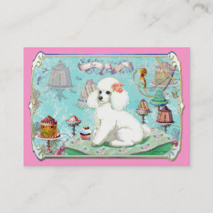 White Poodle Party-behandelingen en cupcake Visitekaartje