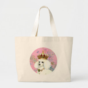 White Poodle Princess Hummingbird Grote Tote Bag