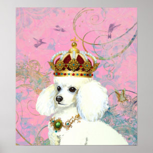 White Poodle Princess Hummingbird Poster Print
