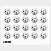 White Poodle Ronde Sticker (Vel)