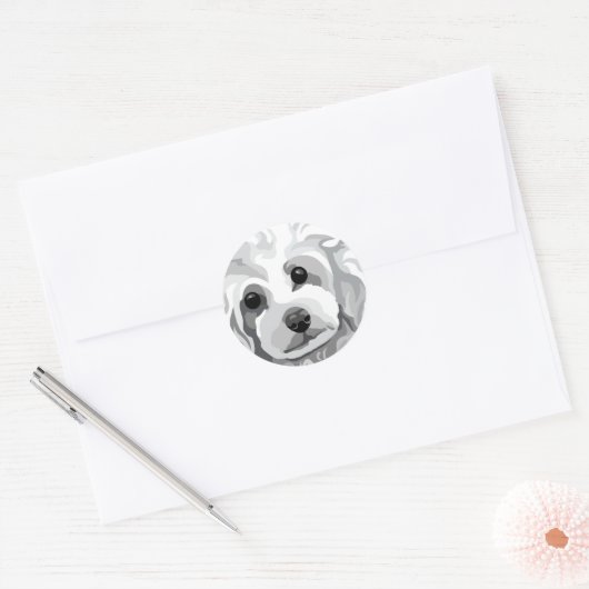 White Poodle Ronde Sticker (Envelop)