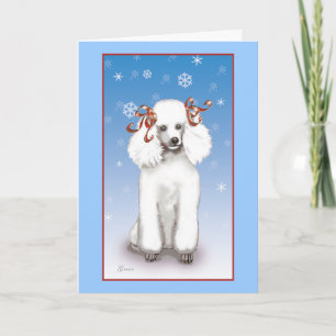 White Poodle Snowflawflakes Kerstfeestkaarten Feestdagen Kaart