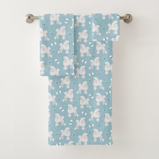 White Poodles and Bows Pattern Bad Handdoek (Insitu)