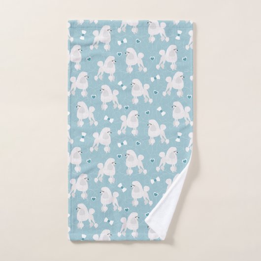 White Poodles and Bows Pattern Bad Handdoek (Handdoek)
