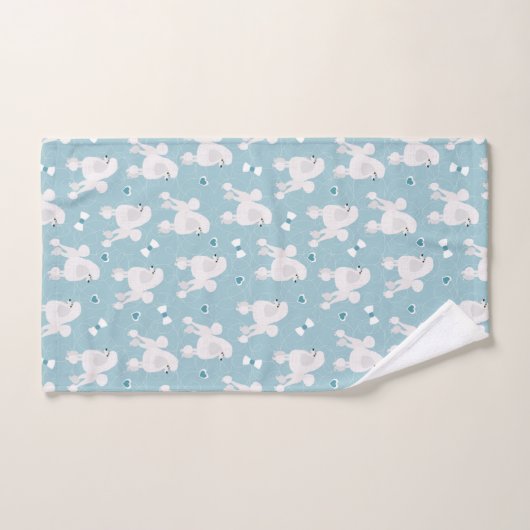 White Poodles and Bows Pattern Bad Handdoek (Handdoek)