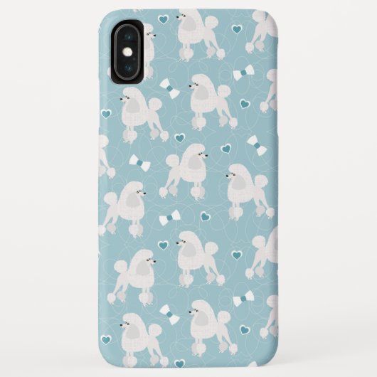White Poodles and Bows Pattern Blue Case-Mate iPhone Case (Achterkant)