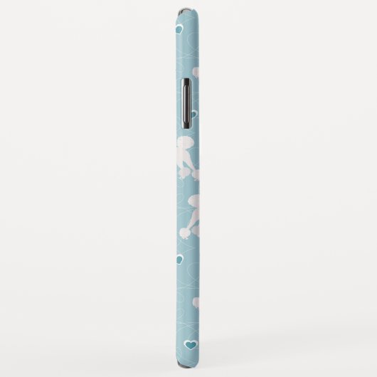 White Poodles and Bows Pattern Blue Case-Mate iPhone Case (Achterkant/rechts)