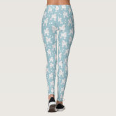 White Poodles and Bows Pattern Blue Leggings (Achterkant)