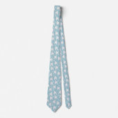 White Poodles and Bows Pattern Blue Stropdas (Voorkant)