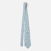 White Poodles and Bows Pattern Blue Stropdas (Achterkant)