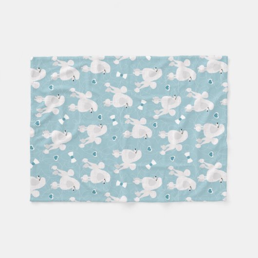 White Poodles and Bows Pattern Fleece Deken (Voorkant (Horizontaal))