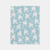 White Poodles and Bows Pattern Fleece Deken (Voorkant)