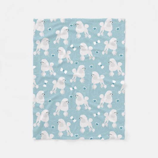 White Poodles and Bows Pattern Fleece Deken (Voorkant)