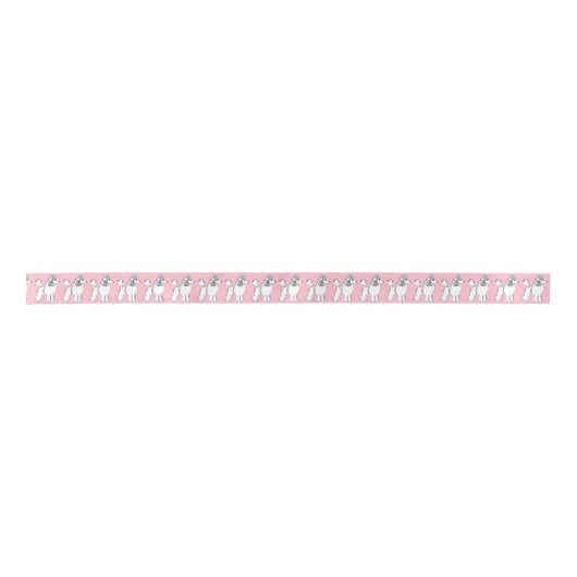 White Poodles Pattern Blush Pink Satin Ribbon Lint (Voorkant)